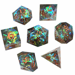 Juego de dados de resina DND, elegante Metal poliédrico D6 para mazmorras y dragones RPG y COC, elegante traje de dados de escritorio para correr en grupo de escritorio - Product Image 5
