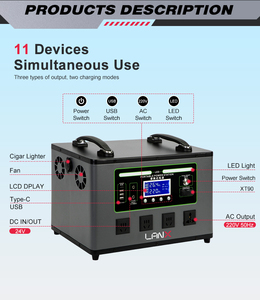 Station d'alimentation portable extérieure 3000W 110V 220V, batterie lithium-ion, protection contre les surcharges, stockage d'énergie haute puissance, charge - Product Image 3