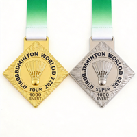 Médailles de compétition de badminton en métal personnalisées, directement de l'usine, haute qualité, écologiques, gravées au laser, récompenses pour événements sportifs