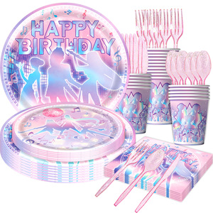 Nueva llegada, decoración de fiesta de cumpleaños con dibujos animados de KPop Demon Hunter, vaso, servilleta, mantel, tablero, juego de 10 piezas, artículos para fiestas, para bebés - Product Image 4