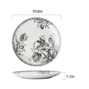 <span class=keywords><strong>Vajilla</strong></span> de tulipán, plato redondo de estilo Retro británico, plato de cerámica para carne de estilo occidental para el hogar - Product Image 3