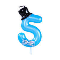Vela Metálica Esencial para Celebración de Cumpleaños 2026, Número para Pastel, Sombrero Negro de Caballero, Lazo Plateado - Hecho a Mano para Fiestas y Cumpleaños