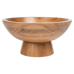 Tigela De Madeira Grande com pé Elevada Madeira Servir Tigela para lanche frutas Madeira Cálice Servir Tigela - Product Image 1