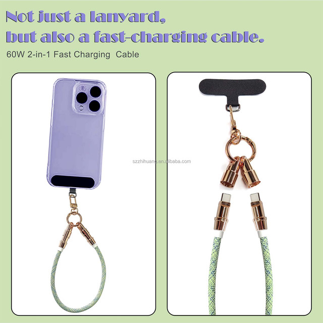 Creative New Design 2-in-1 Type C to Type C Braided Lanyard Zinc Alloy Fast Charging Cable Usb C Pd 60w Data Cable