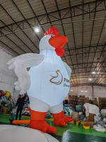 Conception personnalisée Poulet gonflable géant publicitaire pour la publicité Coq grosse bite de dessin animé avec éclairage LED