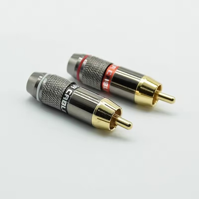 RCA Male banana Plug High Quality Gold Plated RCA Jack Wire Connector Speaker Phono Plug Audio Adapter 1 Pair Red+Black