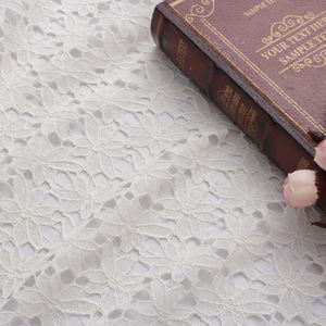 סיטונאי לבן ניילון גדיל כותנה פרחוני רקמת תחרה בד עבור גברת שמלה - Product Image 2