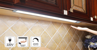 Lampu LED Modern 220V AC Aluminium untuk Bawah Kabinet dengan Sakelar Sentuh On/Off, Dapat Disambungkan untuk Penggunaan Dapur