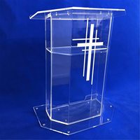 Diseños de Púlpitos para Iglesia Podio de Acrílico Transparente Púlpito de Iglesia con Cruz Cristiana Atril de Pie Fácil de Ensamblar
