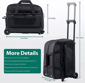 Free Sample New Double Roller 2 Ball Bowling Bag <b>with</b> Separate <b>Shoe</b> Compartment for Bowling <b>Shoes</b> Bowling Bag <b>with</b> <b>Wheels</b> - Product Image 3