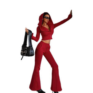 Completo Invernale da <span class=keywords><strong>Donna</strong></span> KY, Felpa con Zip a Maniche Lunghe e Pantaloni a Zampa, <span class=keywords><strong>Outfit</strong></span> Casual per il Tempo Libero - Product Image 1