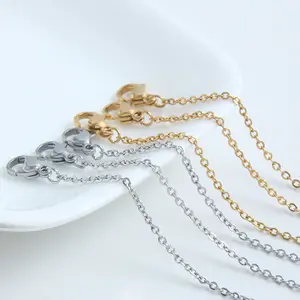 New Simple Stainless Steel Vacuum Plating O Shape Chain Bare Chain Titanium Steel Cross Chain