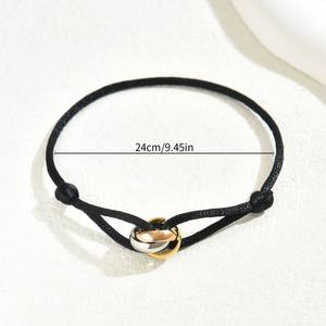 <span class=keywords><strong>Bracelet</strong></span> en acier inoxydable satiné, bijoux de mode, <span class=keywords><strong>bracelet</strong></span> en <span class=keywords><strong>fil</strong></span> de corde avec 3 anneaux, cordon réglable pour femmes et hommes - Product Image 6