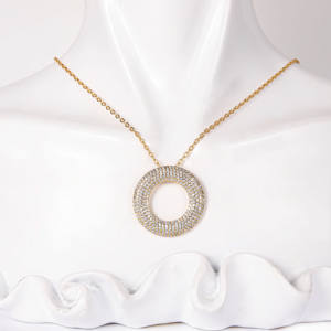 CM joyería al por mayor latón <span class=keywords><strong>Oro</strong></span> <span class=keywords><strong>Collar</strong></span> fino Mujeres 18K cadena <span class=keywords><strong>de</strong></span> <span class=keywords><strong>oro</strong></span> plateado diamante redondo colgante <span class=keywords><strong>collar</strong></span> fiesta diario - Product Image 2