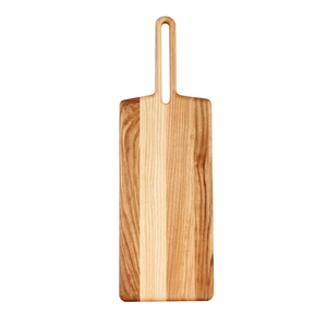 Planche de service en bois de frêne avec longue poignée en forme de pagaie, fente ovale, grain bicolore, gravure personnalisée OEM, Vietnam - Product Image 1