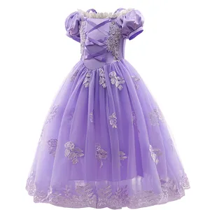 RTS — robe princesse de conte de fées pour filles, en dentelle, violette, Design, robes d'anniversaire pour enfants