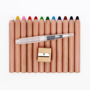 Boîte en papier d'artisanat emballée de <span class=keywords><strong>crayons</strong></span> de couleur boisés naturels 3 en 1 ensemble de <span class=keywords><strong>crayons</strong></span> aquarelle jumbo personnalisés avec taille-crayon et pinceau gratuits pour enfant - Product Image 3