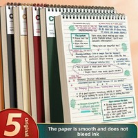 Nouveau carnet à spirale B5 à couverture rabattable, style vintage, épaissi, format A5, cadeau pour les lycéens et les étudiants, préparation aux examens, lignes et grilles
