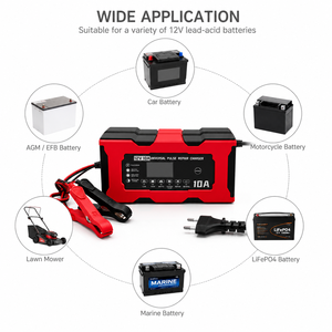 Cargador de Batería de Coche de 12V 10A a Precio de Fábrica, Certificado CE/FCC/RoHS, Pantalla LCD Inteligente, Enchufe Personalizado, OEM ODM, Batería de Plomo-Ácido, Carga por Pulsos - Product Image 4