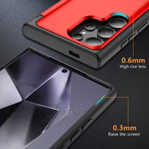 New Design Shockproof Drop Protection Cover Inserted 2 Cards TPU PC Phone Case With Holder S22 S23 S24 PLUS ULTRA For Samsung