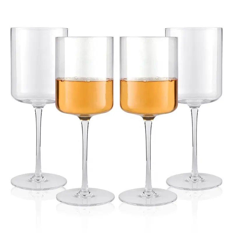 Set regalo 14oz-confezione da 4 bicchieri da vino in cristallo soffiato a mano di Design di moda realizzato in 100% bicchiere da vino in cristallo Premium senza piombo