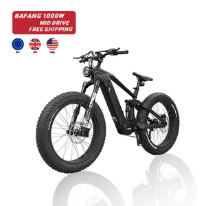 HEZZO Carbon Fiber Electric Dirtbike Bafang M620 52V 1000W Middrive Electric Bike 26Inch 4.8 Fat Tire 21Ah Powerful Moped Ebike