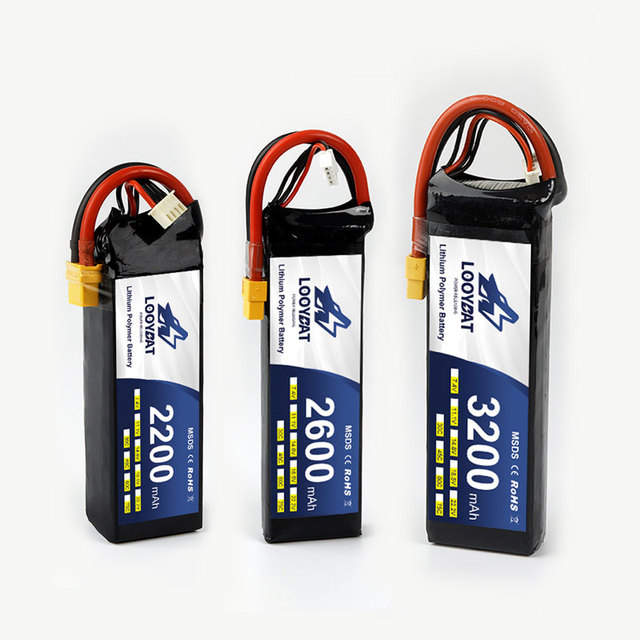 LOOYBAT High Power 30C/50C 11.1V/14.8V 2200mAh/2600mAh/3300mAh Lipo Battery Rechargeable 3S/6S Pouch Lithium Ion for Airplane RC