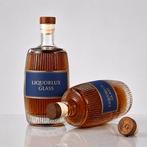 Bouteille à <span class=keywords><strong>liqueur</strong></span> en verre à nervures verticales à corps large 500 ml vide en verre Super Flint pour <span class=keywords><strong>Cognac</strong></span>, Brandy, Gin, Rhum, Tequila, <span class=keywords><strong>Liqueur</strong></span> - Product Image 1