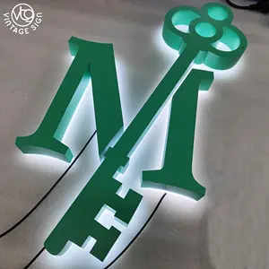 Trở lại ánh sáng dấu hiệu trong nhà treo tường trở lại ánh sáng kênh chữ signage 3D LED thư Thương hiệu thương mại Logo