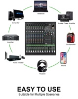 Console de mixage DJ professionnelle Xtuga MRV082FX 8 canaux avec prise en charge audio numérique MP3/USB, construction métallique pour utilisation en direct et sur scène