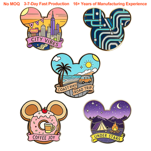 Vente en gros de badges en métal personnalisés en forme de tête de souris, émail dur ou souple, créez votre propre design <span class=keywords><strong>pour</strong></span> vêtements, souvenirs, articles cadeaux - Product Image 1
