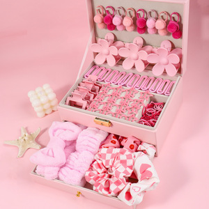 Set de Accesorios para el Cabello <span class=keywords><strong>con</strong></span> Lazo de Satén de Lujo Balletcore, Caja de Almacenamiento de Joyas, Regalo de Cumpleaños para Niñas, Kit de Pinzas para el Cabello al por Mayor - Product Image 1