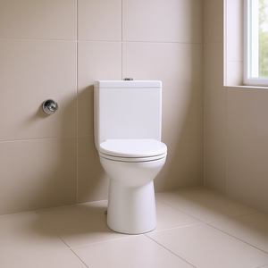 WC monobloc en céramique 1,1 GPF à double chasse, hauteur confort, à poser au sol, cuvette allongée, blanc, avec abattant à fermeture douce - Product Image 2