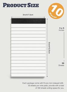 Petits blocs de papier 3x5 avec 30 feuilles par bloc-notes Bloc-notes 80Gsm Bloc-notes de poche pour prendre des notes et des rappels - Product Image 2