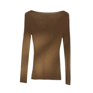 Camiseta de Manga Larga para Mujer, 100% Lana Merino, Cuello Redondo, Corte Ajustado, Transpirable, Anti-Pilling, Tejido Liso Teñido - Product Image 1