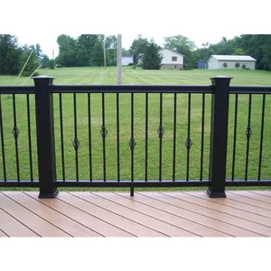Corrimão de balcon en fer forgé noir de marque chinoise de premier plan, images de balustrades en fer forgé pour maison - Product Image 1