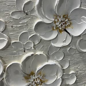 Peinture à l'huile abstraite de fleurs de luxe, peinte à la main, encadrée, art mural pour hôtel haut de gamme, villa, salon - Product Image 6