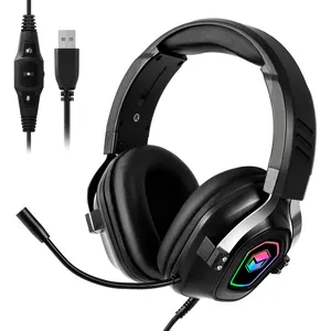 Expérience confortable Casque de jeu professionnel noir Casque filaire Casque de jeu stéréo avec micro