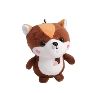 Wholesale Cute Mini Animal Keychain Plush Toy Key Chain Custom Squirrel Plush Keychain Toys