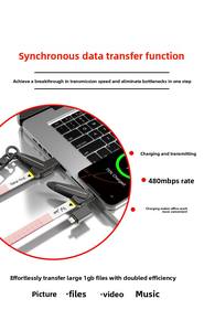 สายชาร์จ USB-C 60W พร้อมสายคล้องคอโทรศัพท์ ชาร์จเร็วและดีไซน์ไม้บรรทัดอเนกประสงค์ สาย 4in1 ทนทาน ยาว 120 ซม. สำหรับสมาร์ทโฟน - Product Image 3