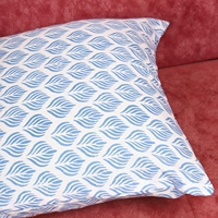 Housse de coussin carrée en coton 100% motif botanique bleu pour canapé, chambre, décoration intérieure, vente en gros
