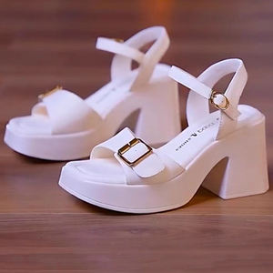 Y Sandalias de tacón alto para mujer, nuevas sandalias de hebilla <span class=keywords><strong>recta</strong></span> con <span class=keywords><strong>plataforma</strong></span> de tacón de bloque antideslizante de tacón de cuña a la moda - Product Image 5