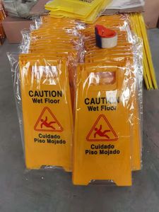 Uyarı işareti katlanabilir iki dilli güvenlik işareti A şeklinde çerçeve ıslak zemin uyarı işareti - Product Image 3