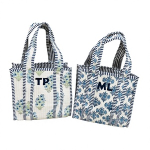 Mini Women's Handmade Cotton Quilted Tote Bag with <b>Chains</b> Open Closure Water Resistant Summer Carry Bag - Product Image 1