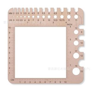 Regla de madera para medir el grosor del hilo, 15 cm, herramienta cuadrada para medir el hilo para trabajos de punto - Product Image 2