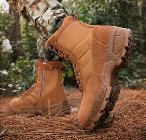 Bottes tactiques de randonnée, de montagne et de camping DF0501 marron kaki, en daim et cuir de vache, semelle en caoutchouc, fabriquées en CN/GUA - Product Image 6