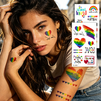 Tatouages temporaires arc-en-ciel Pride en promotion – Autocollants imprimés pour hommes et femmes, visage, corps, bras, taille