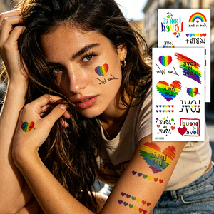 Tatuaggi Temporanei <span class=keywords><strong>Arcobaleno</strong></span> Pride in Offerta, Adesivi per Tatuaggi Stampati per Uomini e Donne, Viso, Corpo, Braccia, Vita - Product Image 3