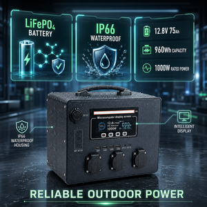 Station d'alimentation portable étanche 1000W, générateur solaire, batterie 12.8V 75Ah, alimentation de secours pour le camping en plein air - Product Image 1