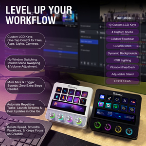 Mirabox เครื่องเล่น N4Pro สตรีมเด็ค Plus <span class=keywords><strong>Pro</strong></span> แผงควบคุมแมโครแบบตั้งโปรแกรมได้พร้อมปุ่ม LCD ไฟ RGB และแหล่งรวม USB ส่งตรงจากโรงงาน - Product Image 3